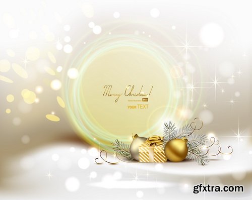 Christmas Ball on the Fir Branch Covered with Snow 25xEPS