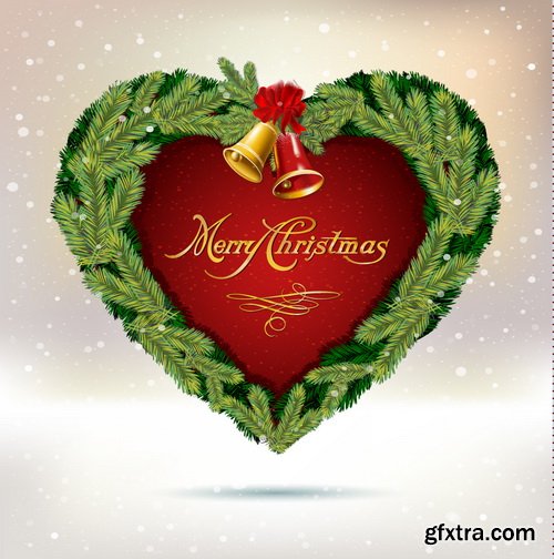 Christmas Ball on the Fir Branch Covered with Snow 25xEPS