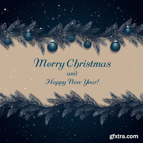 Christmas Ball on the Fir Branch Covered with Snow 25xEPS