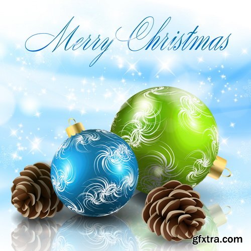 Christmas Ball on the Fir Branch Covered with Snow 25xEPS