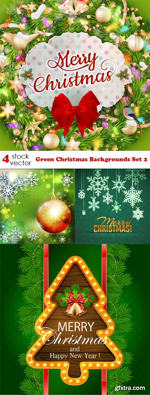 Vectors - Green Christmas Backgrounds Set 2