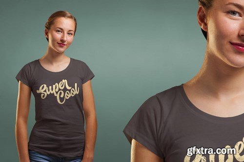 Crew Neck T-shirt Mock-up Female Version