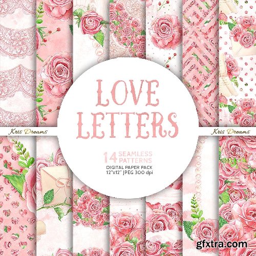 CreativeMarket Love Letter Digital Paper 2074987