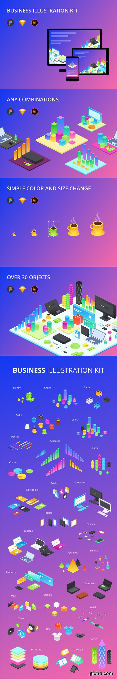 Business Illustration kit - 30 Object Business Illustration kit