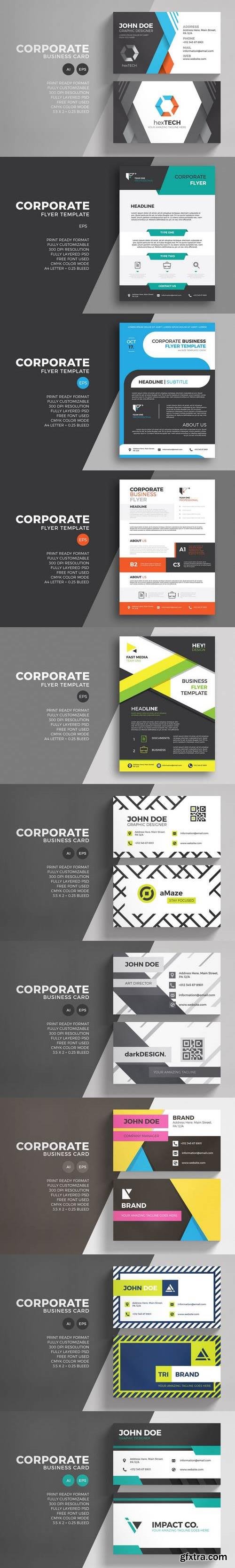 Corporate Business Card Template and Flyer Template