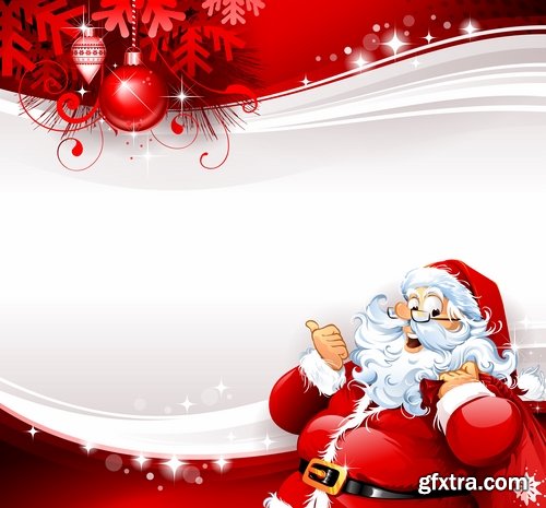 Santa claus reindeer sticker new year Christmas label 25 EPS