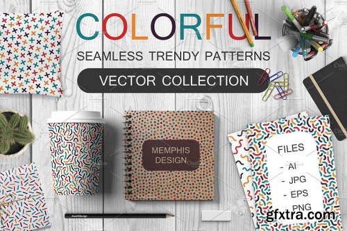 CreativeMarket Bundle of colorful memphis patterns 2060111