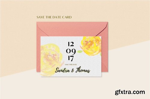 CreativeMarket Floral Wedding Invitation Set 2014719