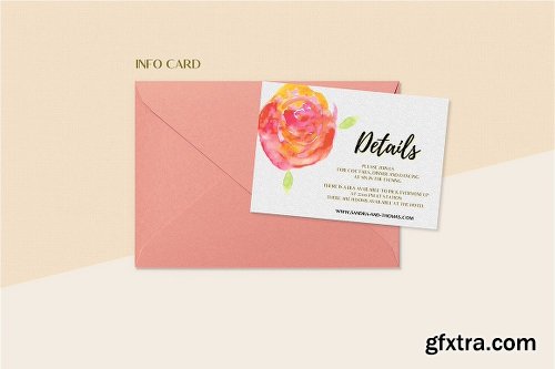 CreativeMarket Floral Wedding Invitation Set 2014719