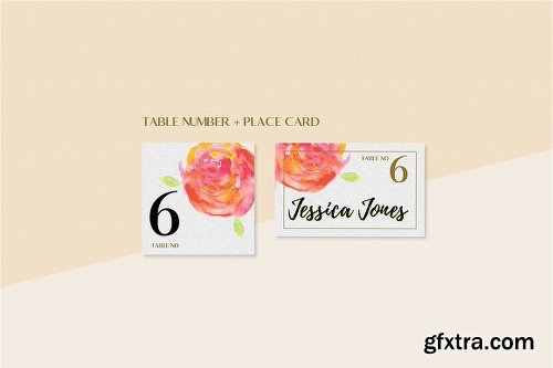 CreativeMarket Floral Wedding Invitation Set 2014719