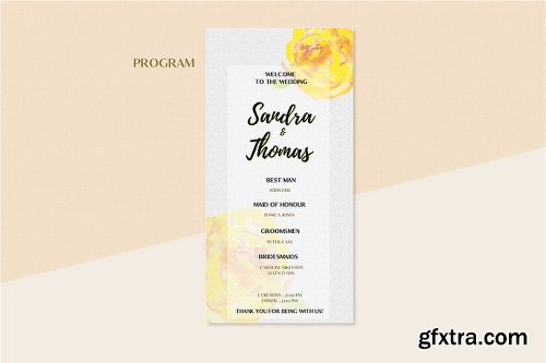 CreativeMarket Floral Wedding Invitation Set 2014719