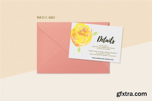 CreativeMarket Floral Wedding Invitation Set 2014719