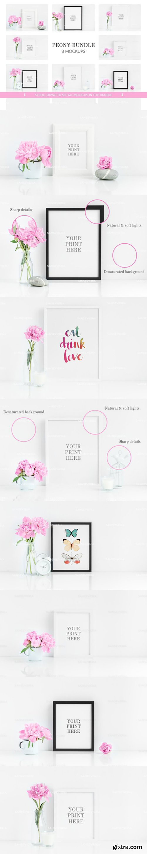 CreativeMarket Bundle - Frame mock up peonies vol.1 1996324