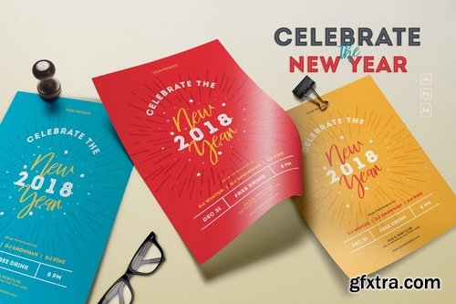 Celebrate New Year 2018 Flyers