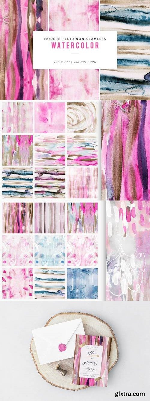 Modern Fluid Non-Seamless Watercolor Patterns