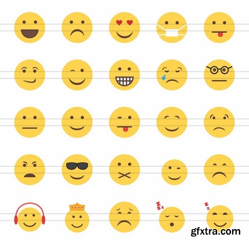 50 Emoticons Flat Multicolor Icons