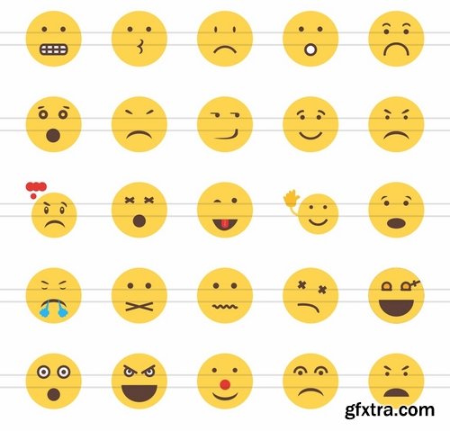 50 Emoticons Flat Multicolor Icons