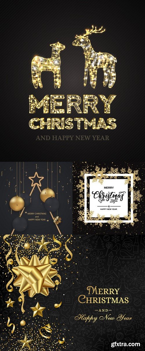 Vectors - Black Christmas Backgrounds Set