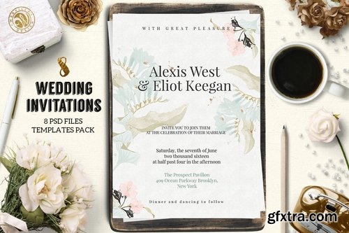 8 Wedding Invitations Pack 1