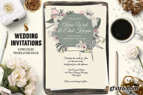 8 Wedding Invitations Pack 1