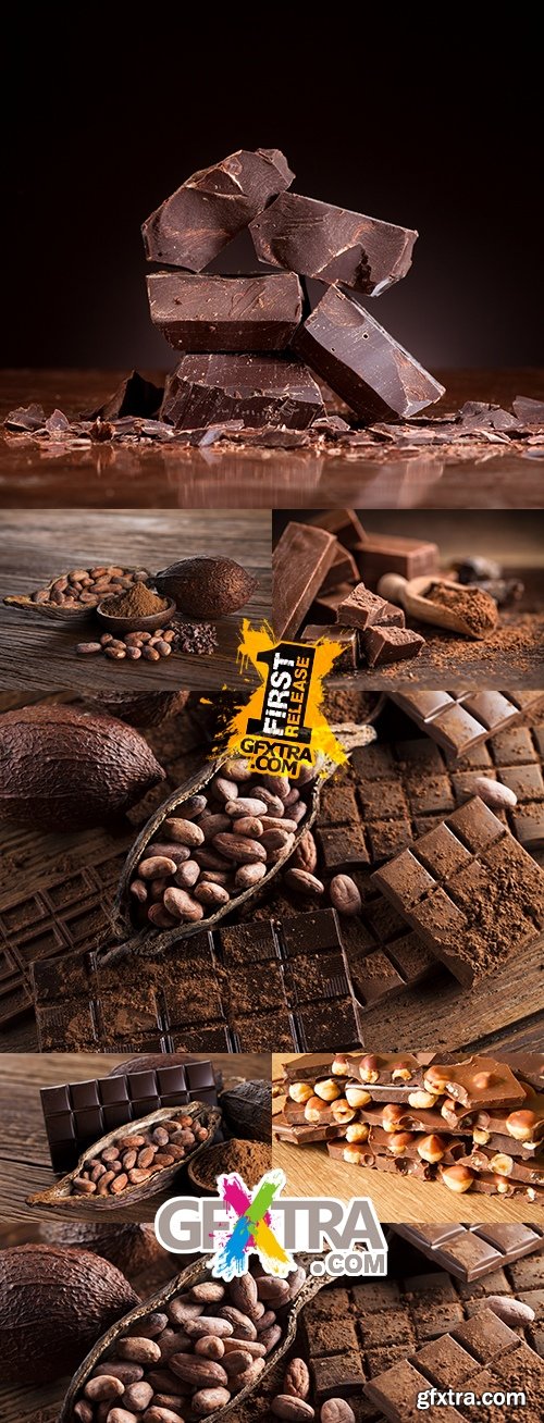Bitter dark chocolate with nuts and cocoa beans