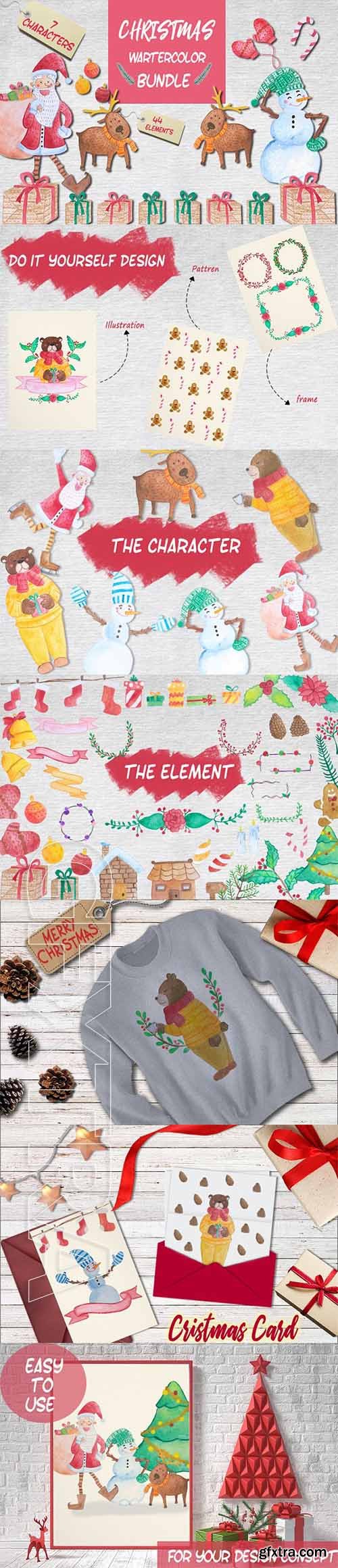 CreativeMarket - Christmas Watercolor Illustration 2161180