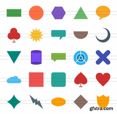 50 Shapes & Geometry Flat Multicolor Icons