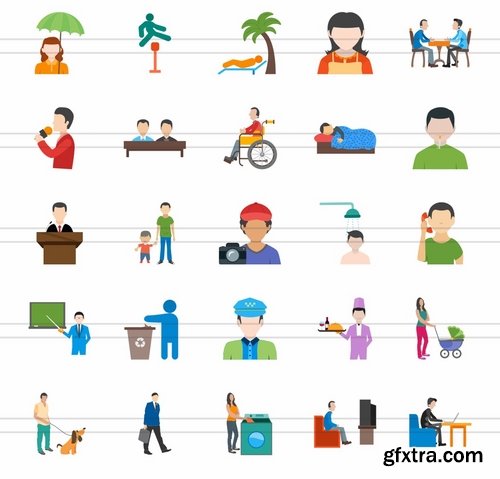 50 Activities Flat Multicolor Icons