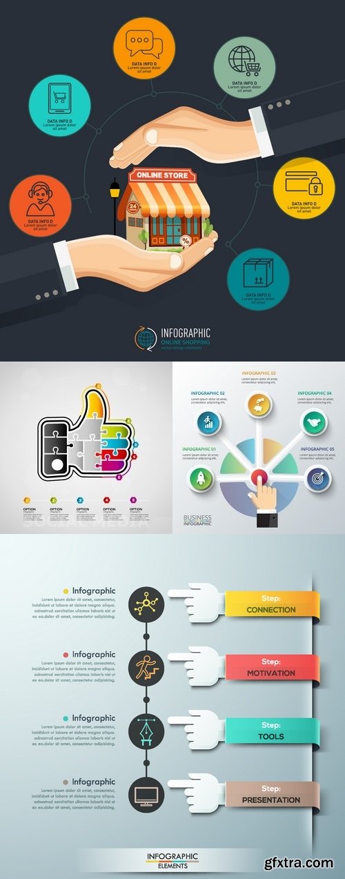Vectors - Infographics with Hands 13