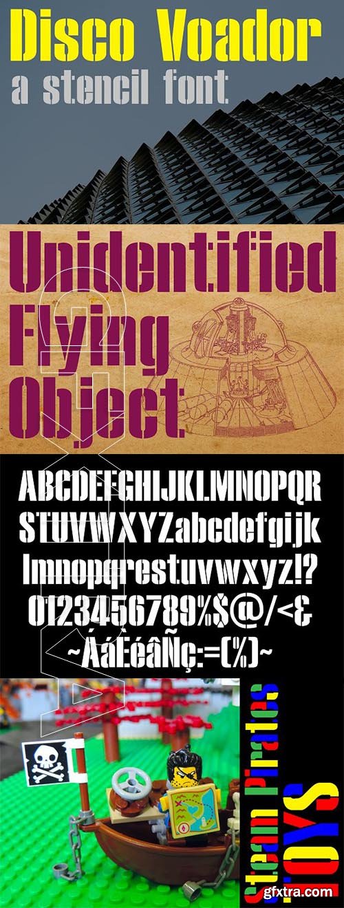 CreativeMarket - Disco Voador Stencil Font 2168603