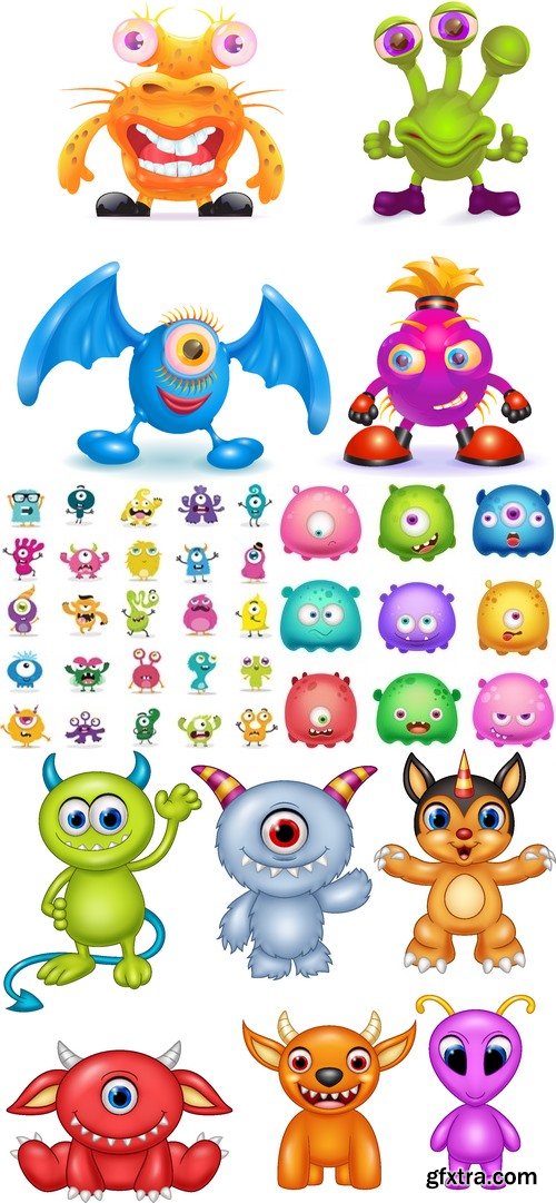 Vectors - Cartoon Monsters Set 21