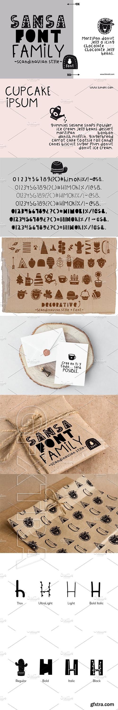 CreativeMarket - Sansa font family-8font-Scandinavian 2172703