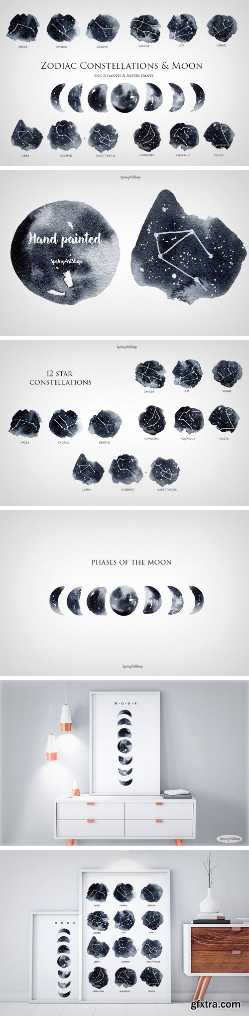 CM - Zodiac Constellations &amp; Moon Clipart 2085931