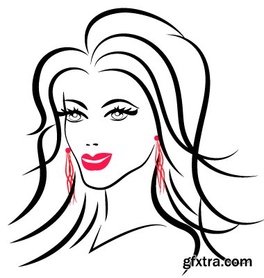 Sketch Girl Faces 21xEPS