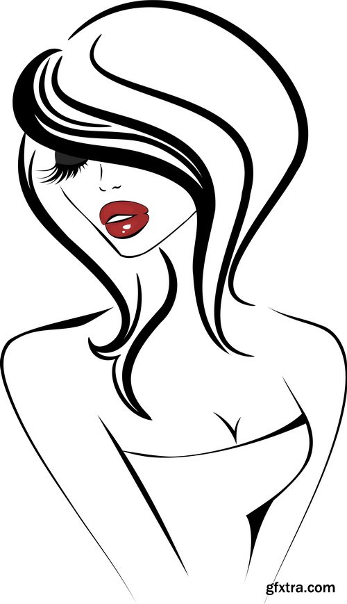 Sketch Girl Faces 21xEPS