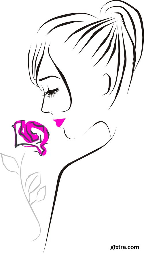 Sketch Girl Faces 21xEPS