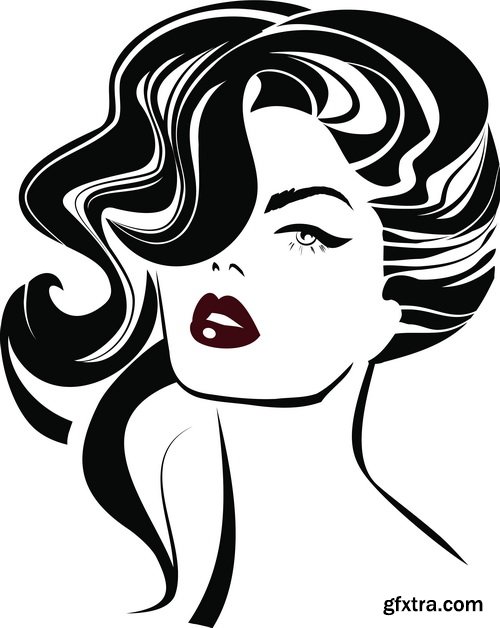 Sketch Girl Faces 21xEPS