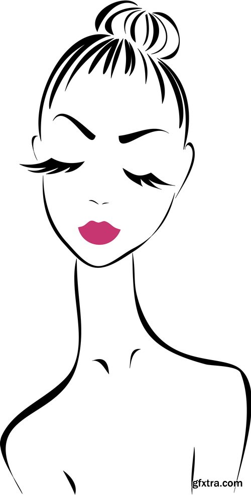 Sketch Girl Faces 21xEPS