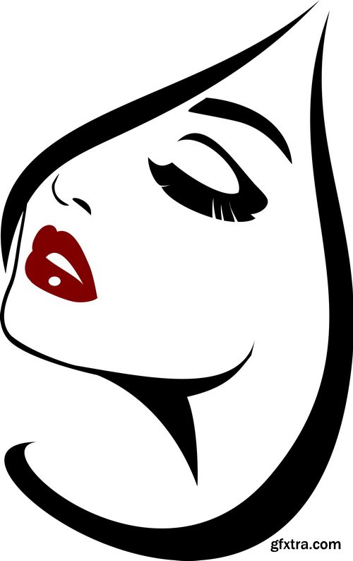 Sketch Girl Faces 21xEPS