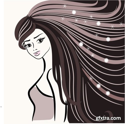 Sketch Girl Faces 21xEPS