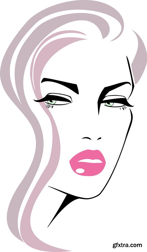 Sketch Girl Faces 21xEPS