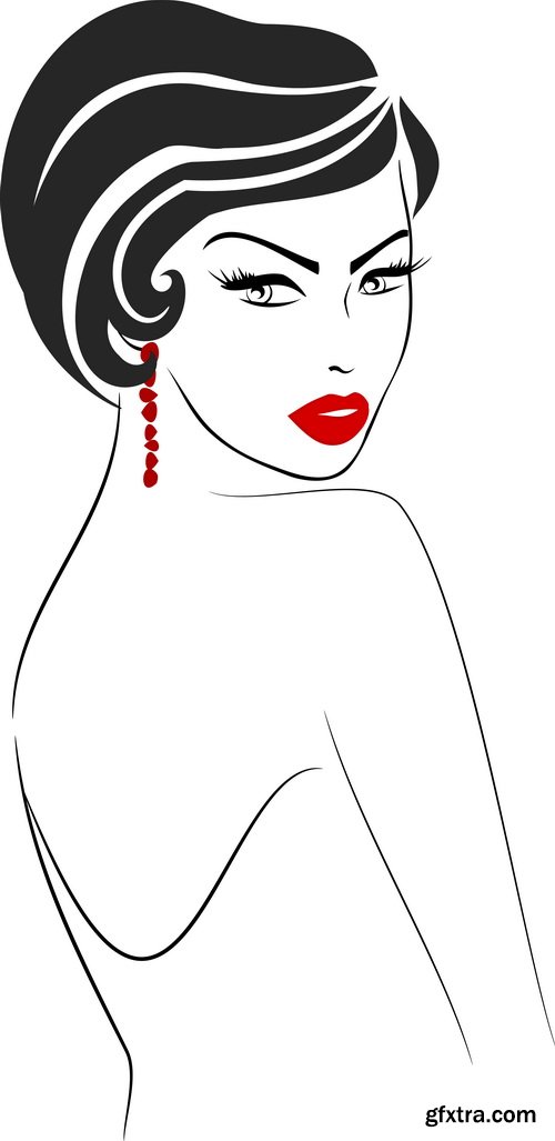 Sketch Girl Faces 21xEPS