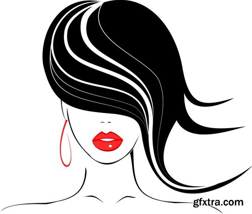 Sketch Girl Faces 21xEPS