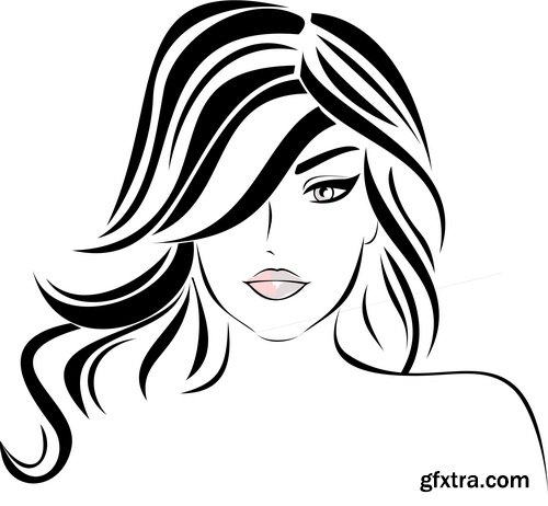 Sketch Girl Faces 21xEPS