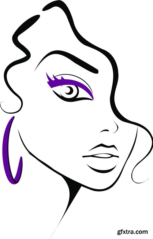 Sketch Girl Faces 21xEPS