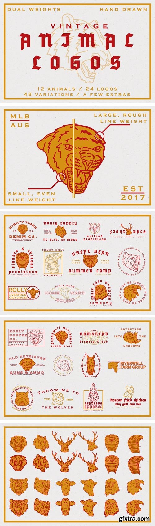 CM - 24 Vintage Animal Logos 2132308