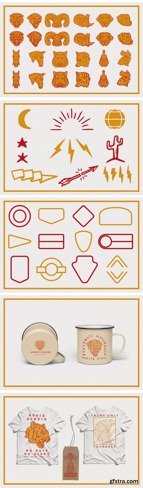 CM - 24 Vintage Animal Logos 2132308