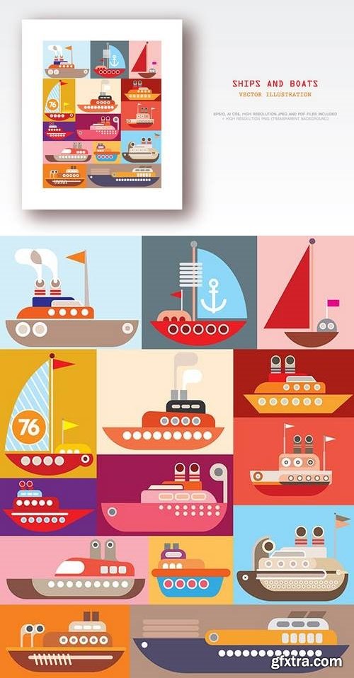 Ships and Boats pop art vector design