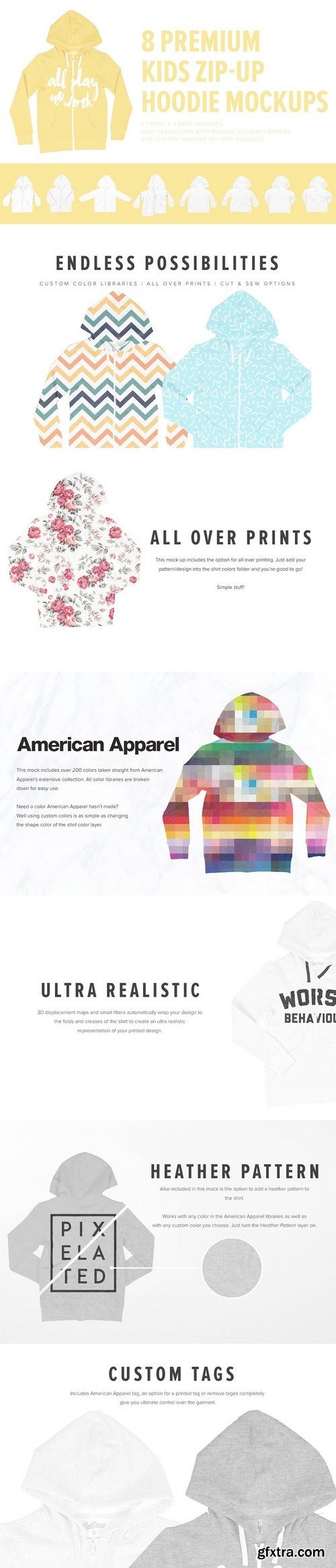 CM - 8 Premium Kid\'s Zip-Up Hoodie Mocks 1466063