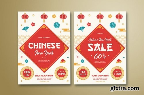 Chinese New Year Celebrate & Sale Flyer Template